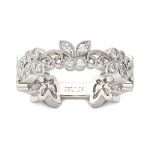Jeulia Butterfly Round Cut Sterling Silver Women's Band