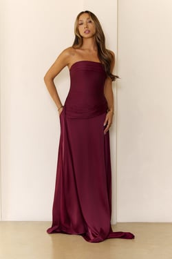 Sugar Cubes Strapless Maxi Dress Wine