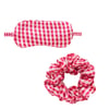 Satin Eye Mask & Scrunchie Pink Gingham - Default Title