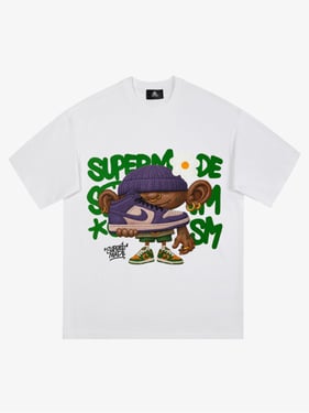 Street Cartoon Sneaker Graffiti Sneaker T-shirt - White / XXL