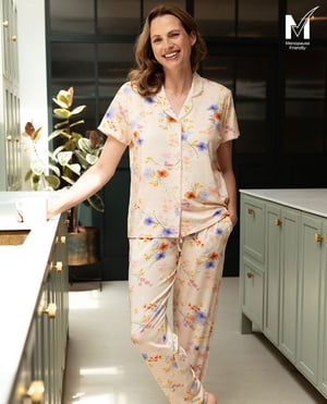 Samantha Womens Lace Trim Floral Printed Jersey Pyjama Set - 28