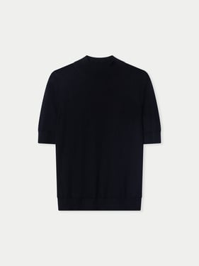 Cashmere Silk Shirt with High Neck - XL / Black / WK1068-7018