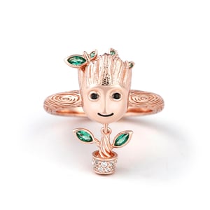 Jeulia Cartoon Tree Man Sterling Silver Dangle Ring