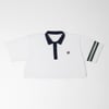 Cropped Flared Polo With Contrast Collar - M