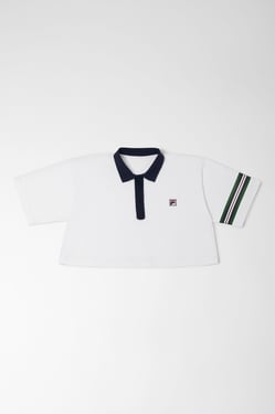 Cropped Flared Polo With Contrast Collar - XL