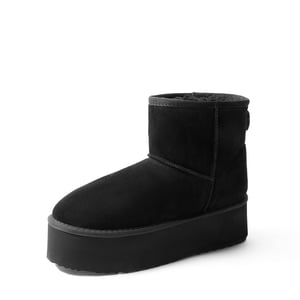DREAM PAIRS  FuzzyClassic Platform Low Boot  Genuine Suede Snow Boots