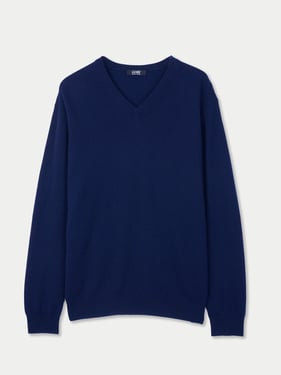 Essential V-Neck Cashmere Sweater - 3XL / Navy / MK02-1479