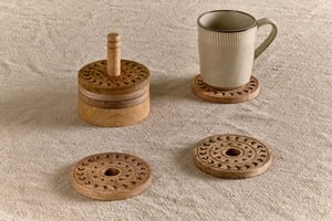 nkuku Anali Mango Wood Coasters | Kitchen & Dining Accessories | One Size | Natural