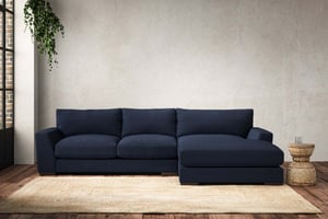 nkuku Guddu Right Hand Chaise Sofa | Make To Order | Medium | Brera Linen Indigo