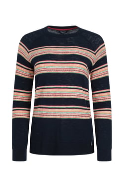 Weird Fish Reka Lightweight Striped Crew Neck Jumper Navy Size 22