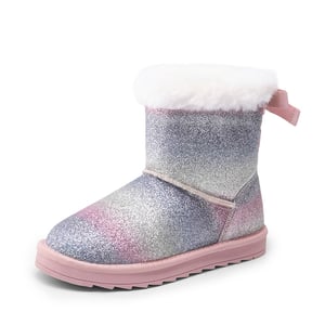 DREAM PAIRS  FuzzyChic TeddyCozy  Kid s Suede Bow Snow Boots