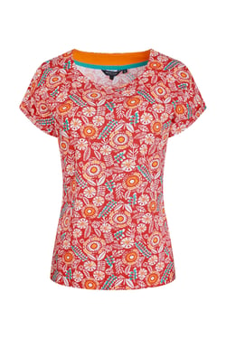 Weird Fish Paw Paw Organic Cotton Printed T-Shirt Tango Red Size 16