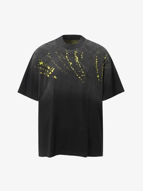Vintage Washed Dot Spray T-Shirt - Yellow / 2XL
