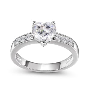 Jeulia Classic Heart Cut Sterling Silver Ring
