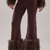 AKIRA Cozy Vibes Sweater Pants With Fur Cuff | Brown | Size Medium