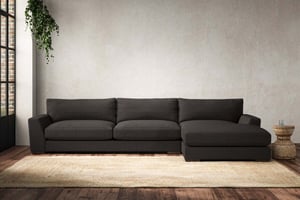 nkuku Guddu Right Hand Chaise Sofa | Make To Order | Grand | Brera Linen Espresso