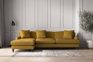 nkuku Deni Left Hand Chaise Sofa | Make To Order | Grand | Recycled Cotton Ochre