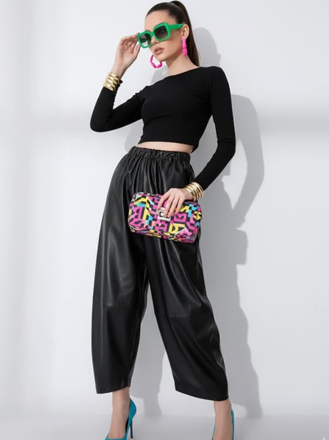 PU Wide-Leg Pants, Wall Street | Women - BYMANYC ® New York
