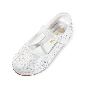 DREAM PAIRS Girls    Rhinestone Pearl Suede Ankle Strap Flats