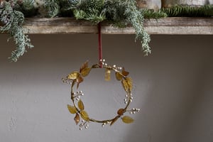 nkuku Parili Glass Wreath - | Christmas Decorations | Small | Ochre