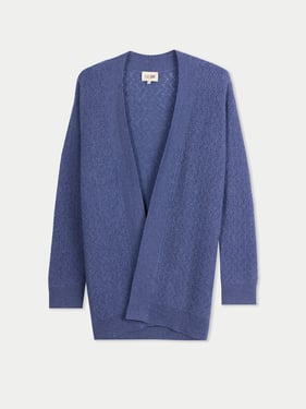 Ajour Knit Open front Cardigan - 2XL / crown blue / WK1032-1371/0000