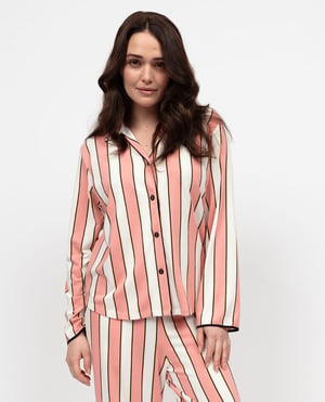 Bonnie Womens Stripe Printed Jersey Pyjama Top - 28