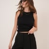 Black Pleated Tailored Shorts