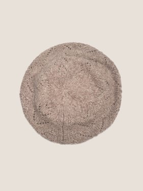 100% Wool Hand-Knit Beret - Camel / One Size