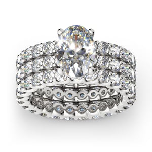 Jeulia 3PC Oval Cut Sterling Silver Ring Set