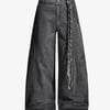 Washed Cargo Webbing Barrel Pants - Gray / L