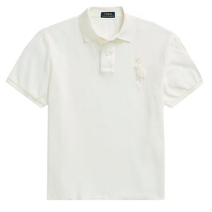 Polo Ralph Lauren Custom Slim Fit Big Pony Mesh Polo Shirt Clubhouse Cream