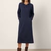 Cotton Collared Midi Dress ELYSE - Navy Blue / L