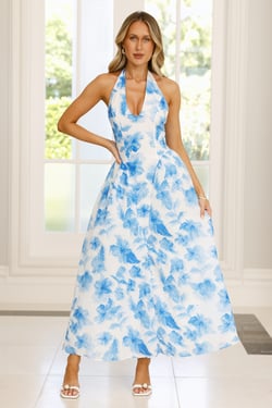 Emilienne Halter Maxi Dress Blue