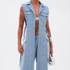 AKIRA Down To It Split Denim Vest | Size Small/Medium