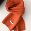 100% Wool Solid-Color Woven Scarf - Persimmon / One Size