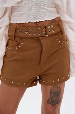 AKIRA Figure It Out Faux Suede Short Pants | Brown | Size 1X