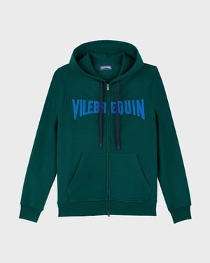 Vilebrequin - Men Cotton Full Zip Hoodie Sweatshirt Stitched Logo - Sweater - Martin-z - Green - Size XXXL