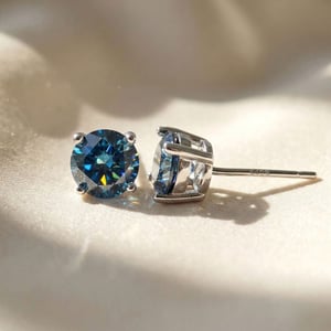 Sapphire Moissanite Crystal Sterling Silver Earrings