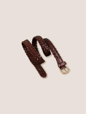 Premium Cowhide Retro Hand-Woven Belt With Alloy Buckle - Coffee / One Size