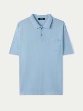 Men's Cotton Silk Cashmere Blend Polo Shirt - XL / aquamarine / MK0264-7266