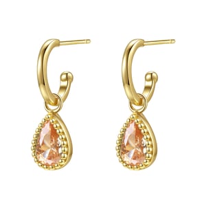 January Garnet Birthstone Hoop Earrings Sterling Silver