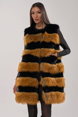 AKIRA In Another Life Paneled Fur Vest | Black | Size 1X