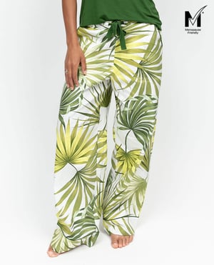 Charlie Womens Palm Leaf Print Wide Leg Pyjama Bottoms - 20