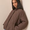 Brown Quilted Blouson Bomber Jacket