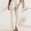 Linen Simple Button Fly Trousers HEIDI - Optic White / S
