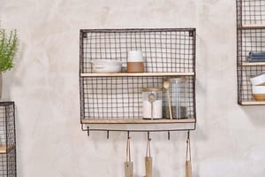 nkuku Tamba Shelf With Hooks | Storage Furniture | One Size | Rust & Mango Wood