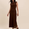 Brown Boat Neck Colbie Maxi Dress