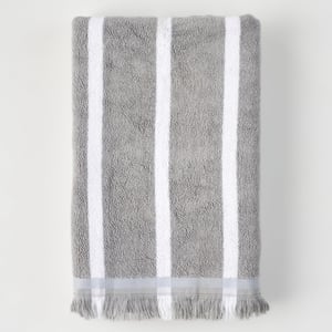 Ella Striped Cotton Bath Towel - Grey