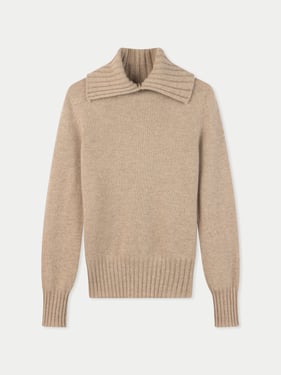 Organic Color Cashmere Slit T-Neck Sweater - XL / fog / WK1022-1000/0000