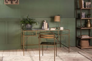 nkuku Nakuru Iron & Glass Desk | Tables | One Size | Brass